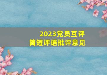 2023党员互评简短评语批评意见