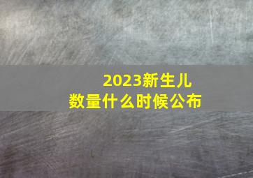 2023新生儿数量什么时候公布