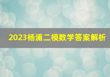 2023杨浦二模数学答案解析