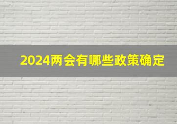 2024两会有哪些政策确定