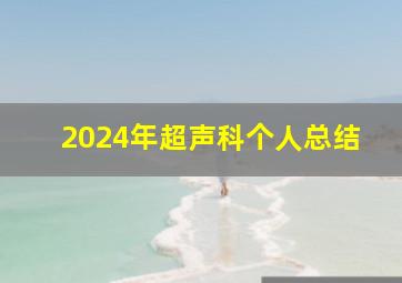 2024年超声科个人总结