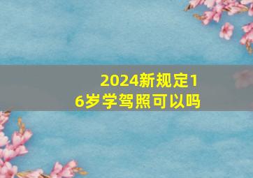 2024新规定16岁学驾照可以吗