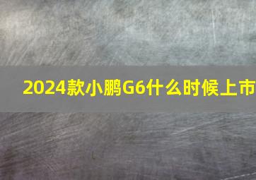 2024款小鹏G6什么时候上市