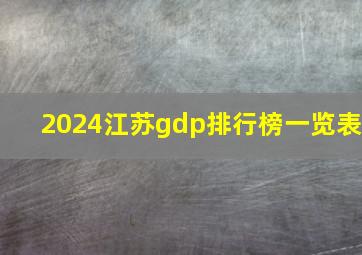 2024江苏gdp排行榜一览表