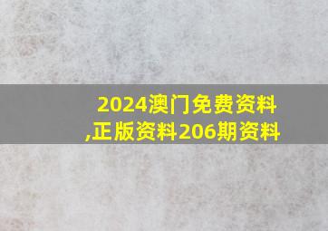 2024澳门免费资料,正版资料206期资料