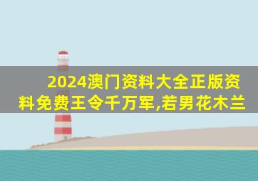 2024澳门资料大全正版资料免费王令千万军,若男花木兰