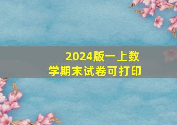 2024版一上数学期末试卷可打印