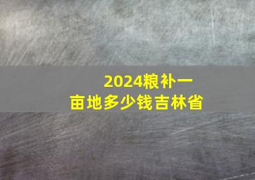 2024粮补一亩地多少钱吉林省