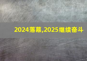 2024落幕,2025继续奋斗