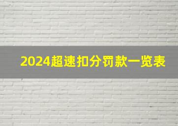 2024超速扣分罚款一览表