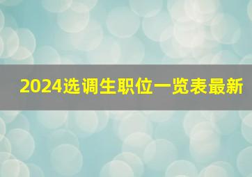 2024选调生职位一览表最新