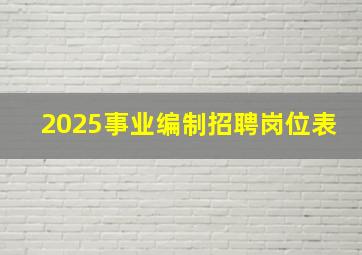 2025事业编制招聘岗位表