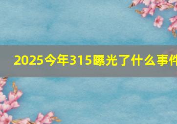 2025今年315曝光了什么事件