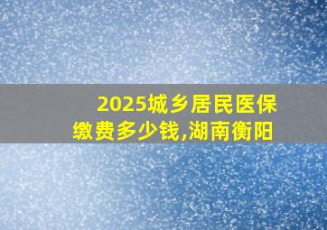 2025城乡居民医保缴费多少钱,湖南衡阳