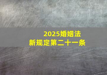 2025婚姻法新规定第二十一条