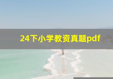 24下小学教资真题pdf