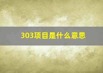 303项目是什么意思