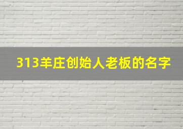 313羊庄创始人老板的名字