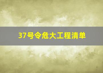 37号令危大工程清单