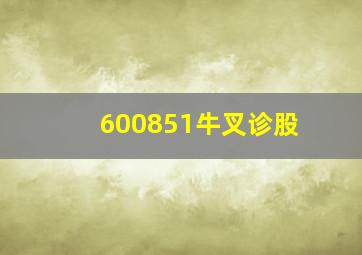 600851牛叉诊股