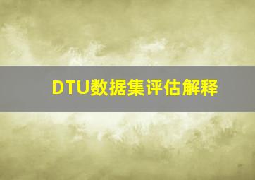 DTU数据集评估解释