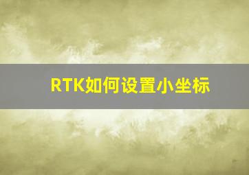 RTK如何设置小坐标