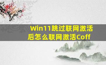 Win11跳过联网激活后怎么联网激活Coff