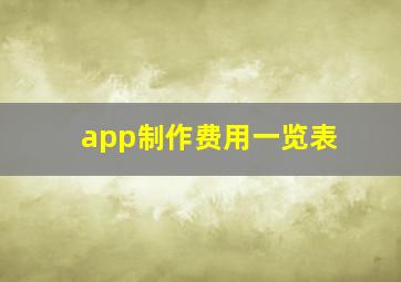 app制作费用一览表