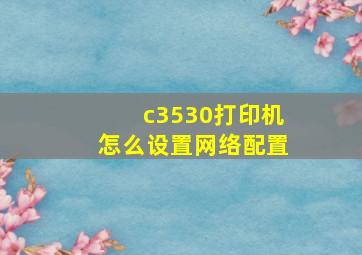 c3530打印机怎么设置网络配置