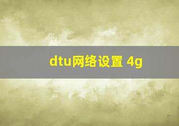 dtu网络设置 4g