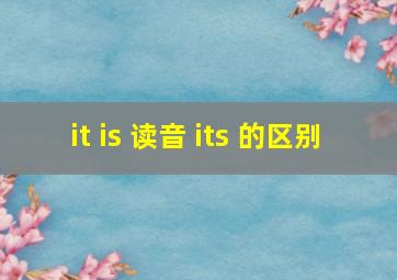 it is 读音 its 的区别