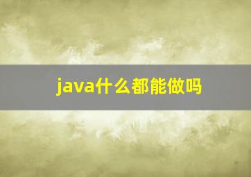 java什么都能做吗