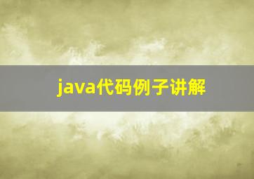 java代码例子讲解