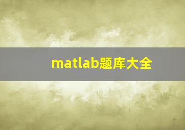 matlab题库大全