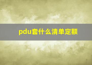 pdu套什么清单定额