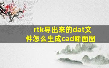 rtk导出来的dat文件怎么生成cad断面图