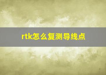 rtk怎么复测导线点