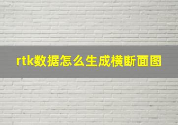 rtk数据怎么生成横断面图