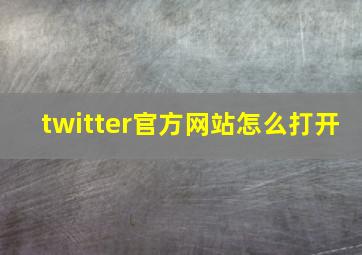 twitter官方网站怎么打开