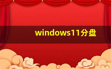 windows11分盘