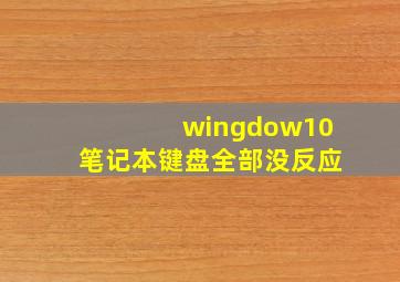 wingdow10笔记本键盘全部没反应